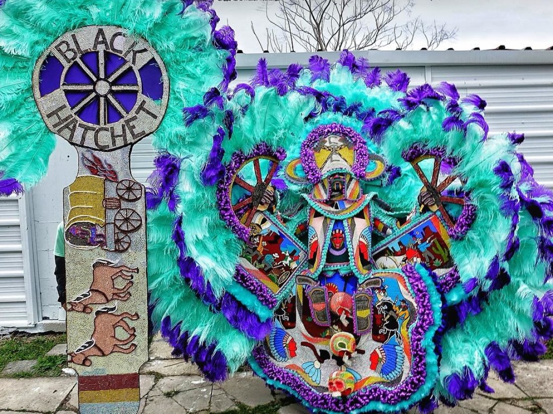 Big Chief Dowee Robair of the Black Hatchets, Mardi Gras Day - February 13, 2024 [Photo by MJ Mastrogiovanni]