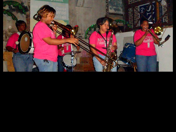 The Pinettes Brass Band performs in between Indian practice sets at Handa Wanda’s.