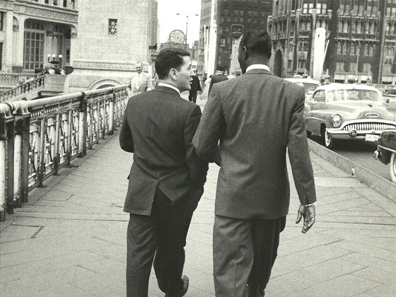 Dick LaPalm and Nat King Cole on Michigan Avenue in Chicago.