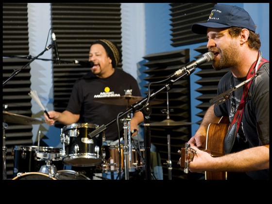 Garland Paul and Aaron Wilkinson of Honey Island Swamp Band performing at WWOZ in 2013 [Photo by Ryan Hodgson-Rigsbee]