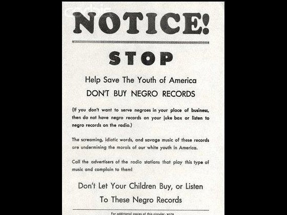 Poster asking people to not buy or listen to negro records from New Orleans post-Klan group - White Citizens Counsel