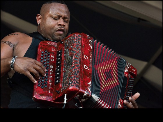 Dwayne Dopsie & the Zydeco Hellraisers close out the Fais Do-Do Stage during day one of Jazz Fest 2016. [Photo by Ryan Hodgson-Rigsbee]