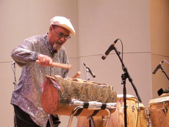 Idris Muhammad plays a short tune on a traditional drum from New Guinea