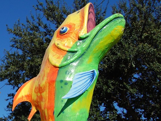 Leaping game fish float sculpture