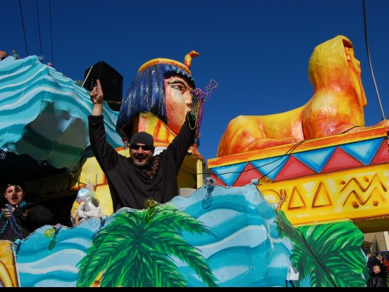 Sphinx float with jubilant rider
