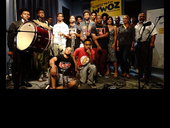 McDonogh 35 College Preparatory High School Young & Talented Brass Band at WWOZ for Cuttin Class. 