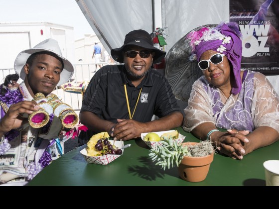 A member of Ole & Nu Style Fellas, Action Jackson, and Maroon Queen Cherice Harrison-Nelson at Jazz Fest 2019 [Photo by Ryan Hodgson-Rigsbee]