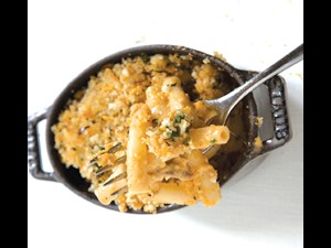 Housemade Macaroni with Cheddar Velouté and Pulled Pork