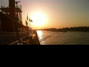 Sunset over New Orleans from the Steamboat Natchez. Photo by Melanie Merz.