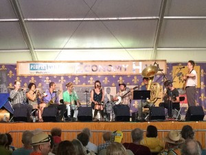 Tuba Skinny performing at Jazz Fest 2016 [Photo by Carrie Booher]
