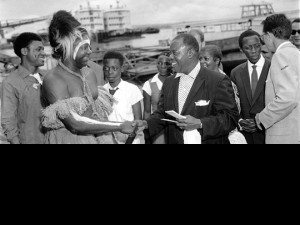 Louis Armstrong arrives in Leopoldville, Congo