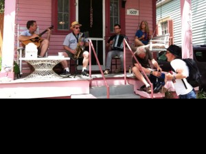 The Wild Anacostias front porch band on N. Lopez.