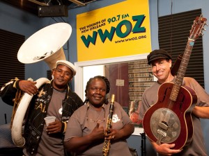 Lawrence Ketchens II, Doreen Ketchens, and Paul Kemnitz at WWOZ in 2014 [Photo by Ryan Hodgson-Rigsbee]