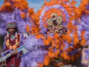 9th Ward Black Hatchets Mardi Gras Indians at Jazz Fest 2018 [Photo by Ryan Hodgson-Rigsbee]