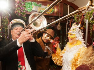 The Storyville Stompers with Queen Tracy Thompson, Mardi Gras 2016 [Photo by Ryan Hodgson-Rigsbee]