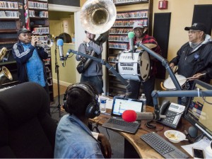 Treme Brass Band in the studio on December 4, 2018 [Photo by Ryan Hodgson-Rigsbee]