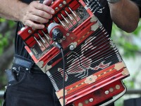 Bruce Daigrepont's accordion [Photo by Stafford]