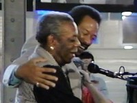 Champion Jack Dupree and Allen Toussaint performing together at the Heritage Stage, Jazz Fest 1990